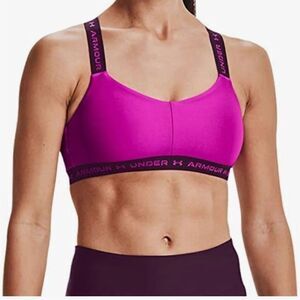 Under Armour Pink and Black Sports Bra with Supportive Design